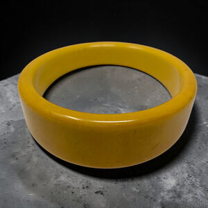 Vintage Minimalist Butterscotch Bakelite Chunky Bangle Bracelet Tested Art Deco